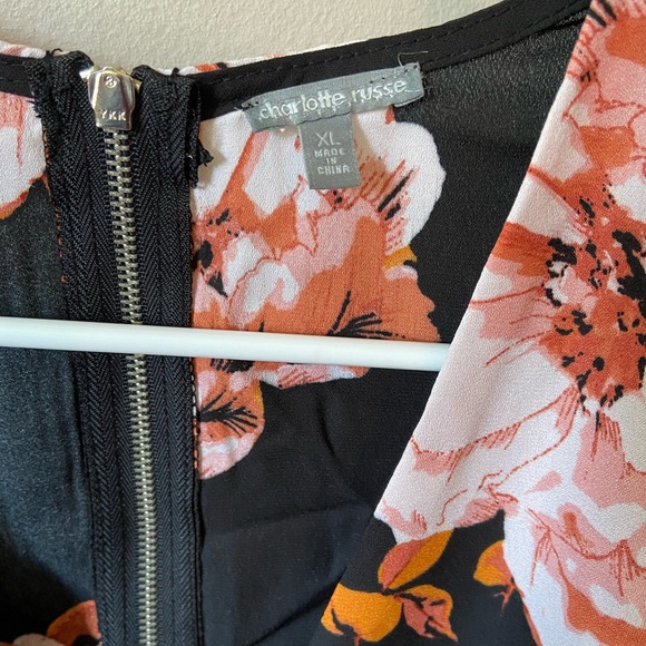Charlotte Russe Black/Orange Floral Crop Top Sz XL - Picture 6 of 11